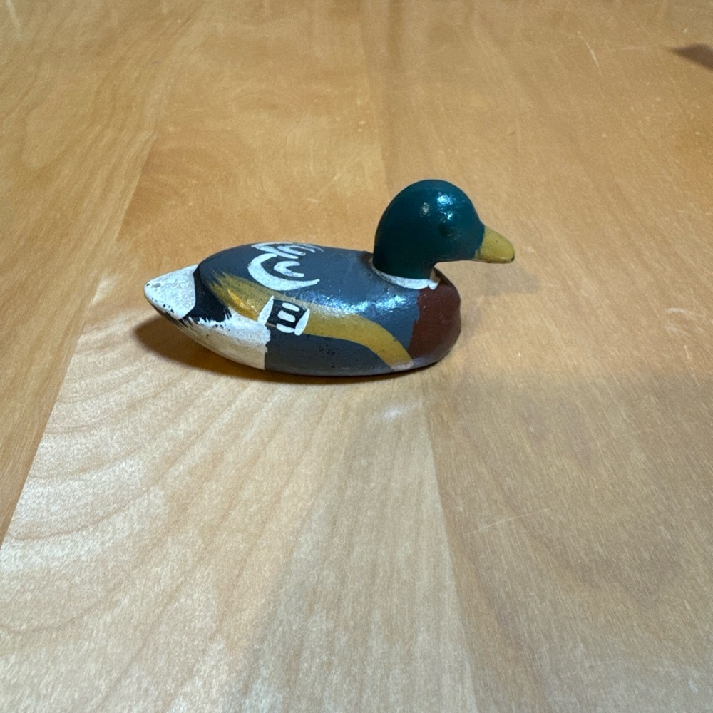Handcrafted Wooden Duck Figurine - Multicolor